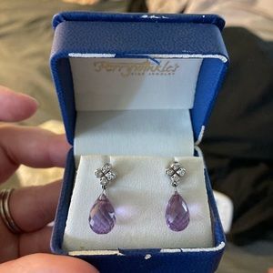 14k amethyst and diamond earrings